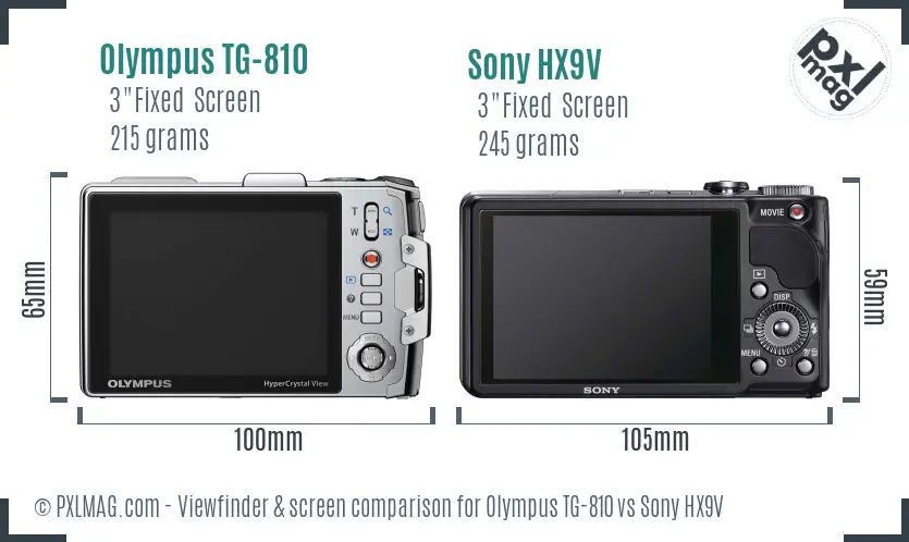 Olympus TG-810 vs Sony HX9V Screen and Viewfinder comparison