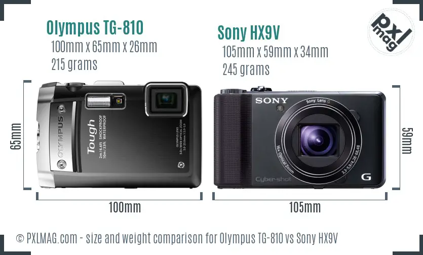 Olympus TG-810 vs Sony HX9V size comparison