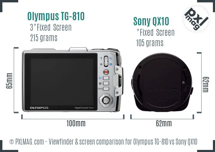 Olympus TG-810 vs Sony QX10 Screen and Viewfinder comparison