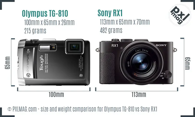 Olympus TG-810 vs Sony RX1 size comparison