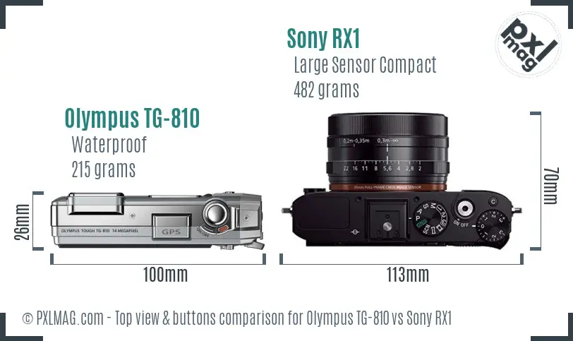 Olympus TG-810 vs Sony RX1 top view buttons comparison
