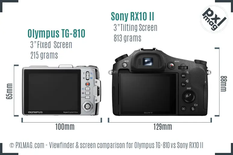 Olympus TG-810 vs Sony RX10 II Screen and Viewfinder comparison