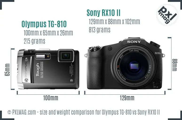 Olympus TG-810 vs Sony RX10 II size comparison
