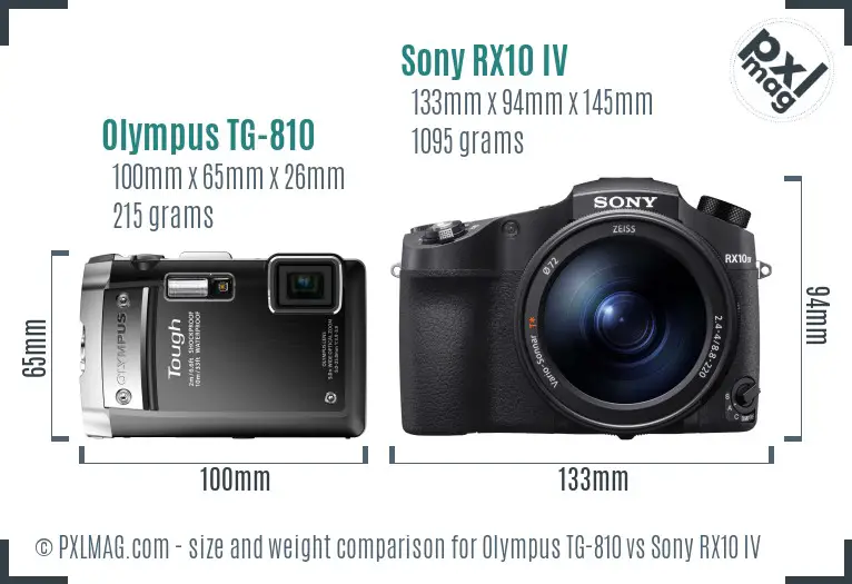 Olympus TG-810 vs Sony RX10 IV size comparison