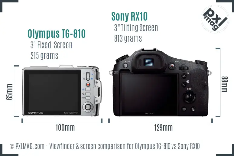 Olympus TG-810 vs Sony RX10 Screen and Viewfinder comparison