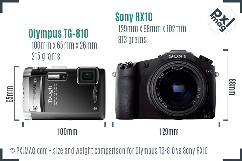 Olympus TG-810 vs Sony RX10 size comparison