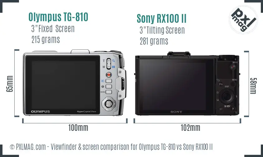 Olympus TG-810 vs Sony RX100 II Screen and Viewfinder comparison