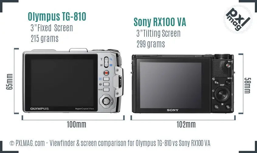 Olympus TG-810 vs Sony RX100 VA Screen and Viewfinder comparison