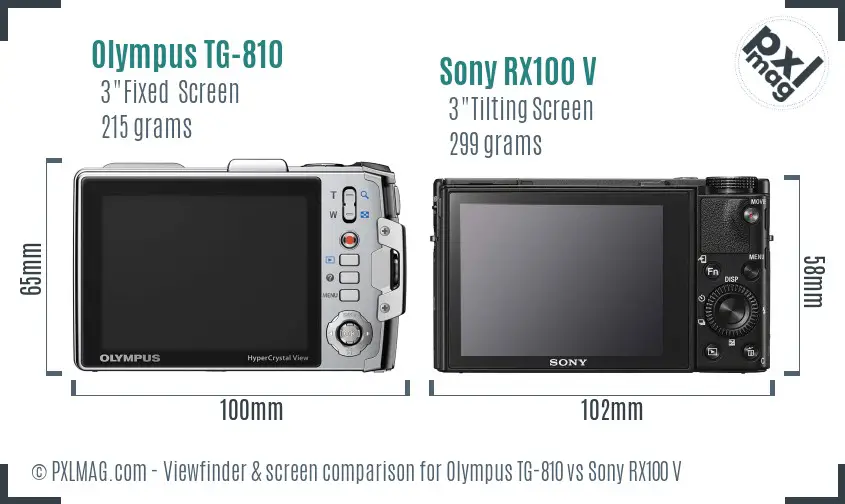 Olympus TG-810 vs Sony RX100 V Screen and Viewfinder comparison