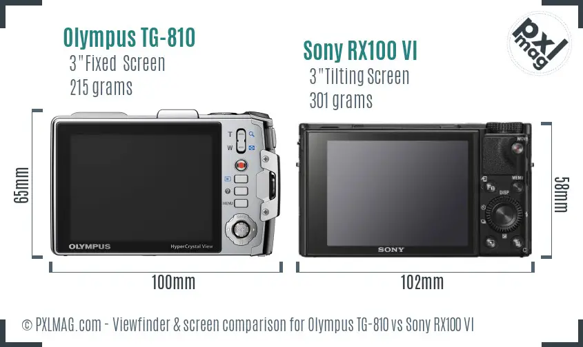 Olympus TG-810 vs Sony RX100 VI Screen and Viewfinder comparison