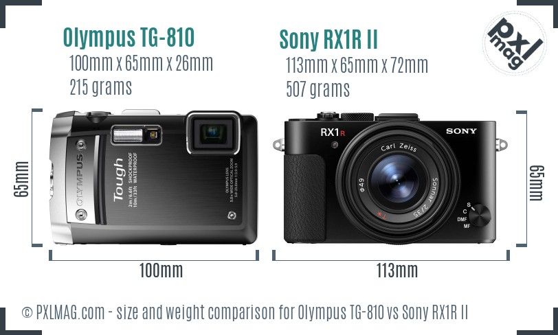 Olympus TG-810 vs Sony RX1R II size comparison