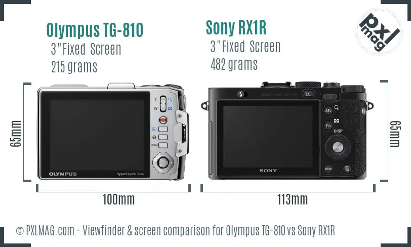 Olympus TG-810 vs Sony RX1R Screen and Viewfinder comparison