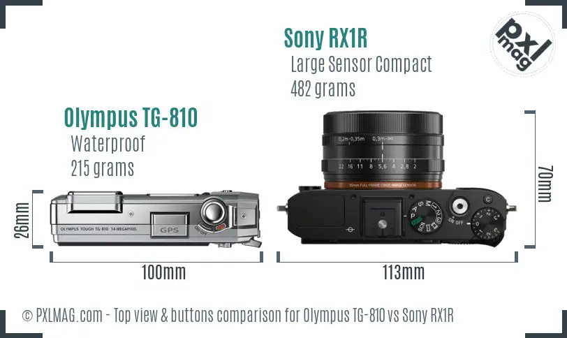 Olympus TG-810 vs Sony RX1R top view buttons comparison