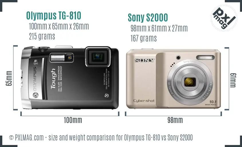 Olympus TG-810 vs Sony S2000 size comparison
