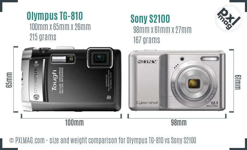 Olympus TG-810 vs Sony S2100 size comparison