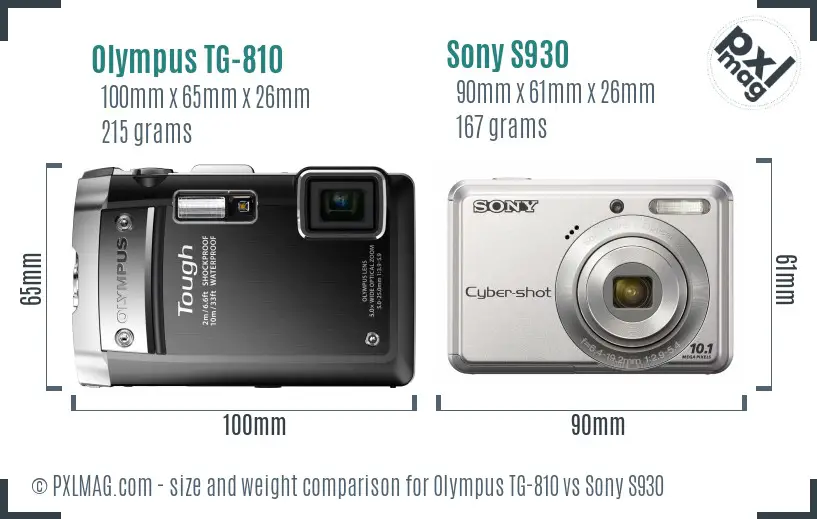 Olympus TG-810 vs Sony S930 size comparison