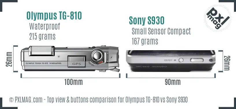 Olympus TG-810 vs Sony S930 top view buttons comparison