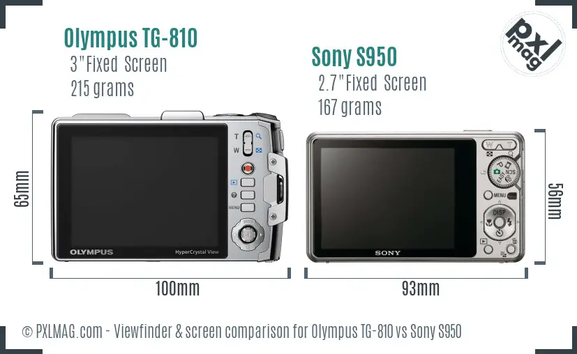 Olympus TG-810 vs Sony S950 Screen and Viewfinder comparison