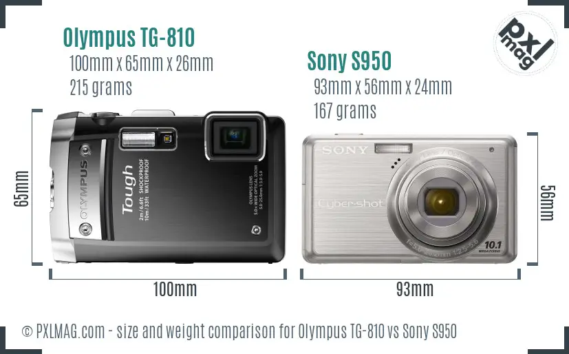Olympus TG-810 vs Sony S950 size comparison