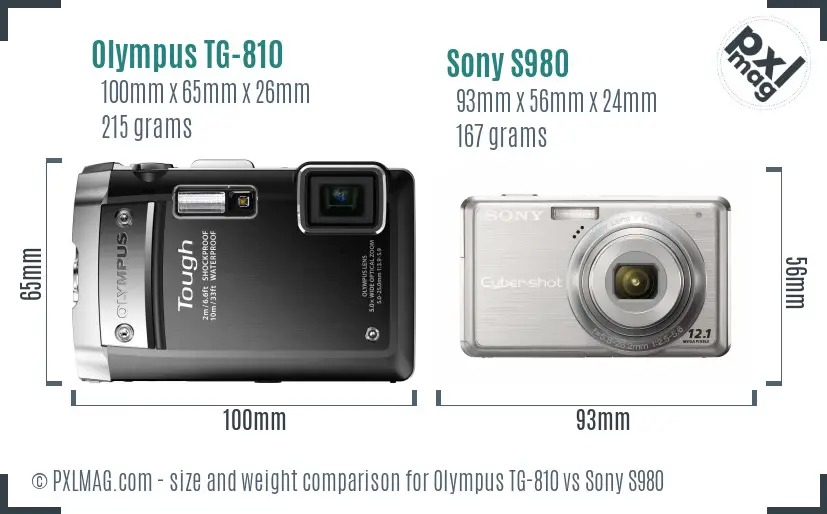 Olympus TG-810 vs Sony S980 size comparison