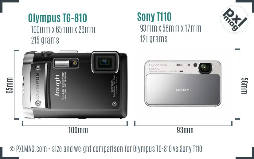 Olympus TG-810 vs Sony T110 size comparison