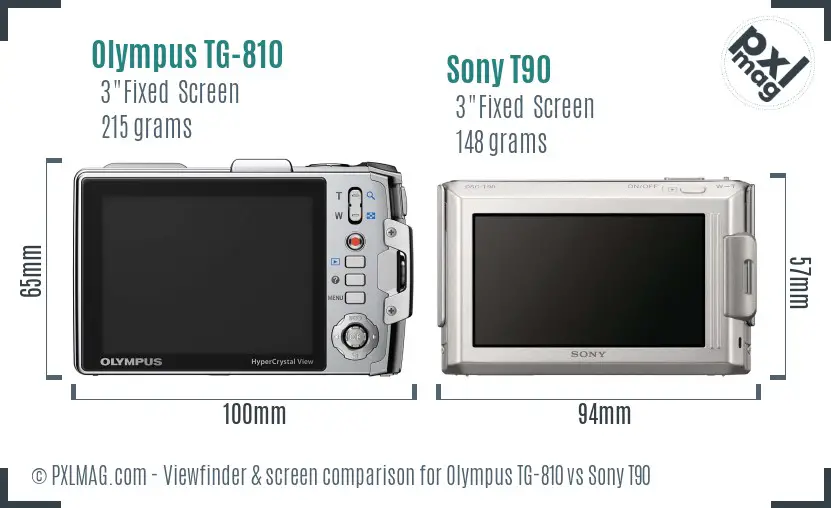 Olympus TG-810 vs Sony T90 Screen and Viewfinder comparison