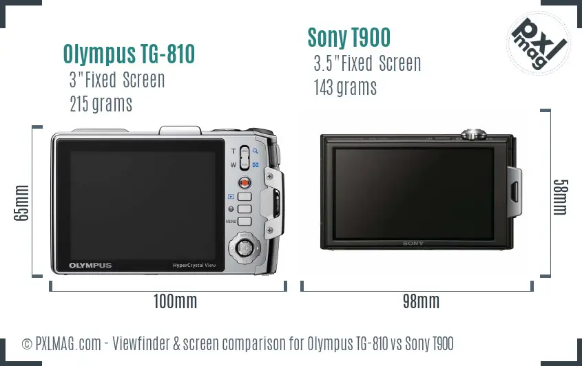 Olympus TG-810 vs Sony T900 Screen and Viewfinder comparison
