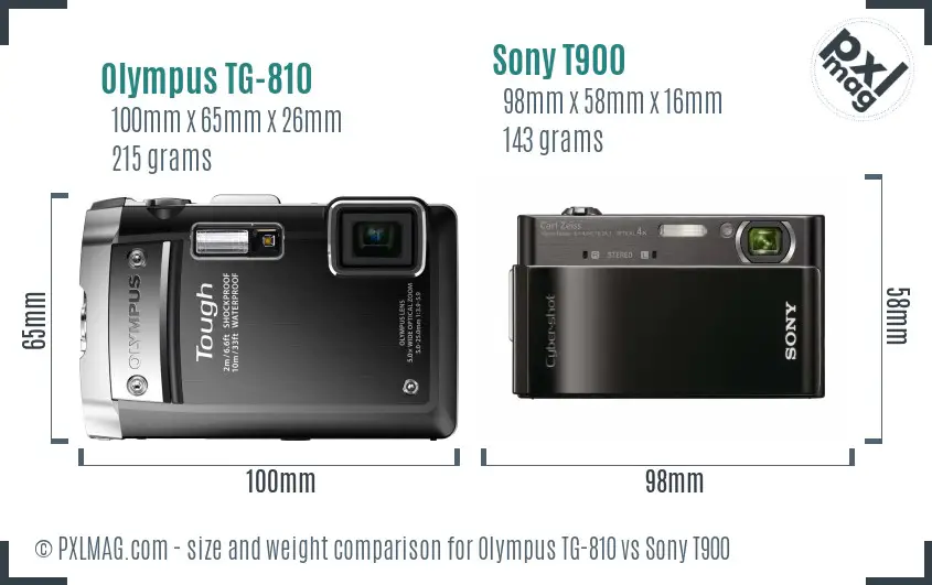 Olympus TG-810 vs Sony T900 size comparison