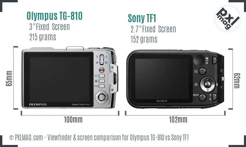 Olympus TG-810 vs Sony TF1 Screen and Viewfinder comparison