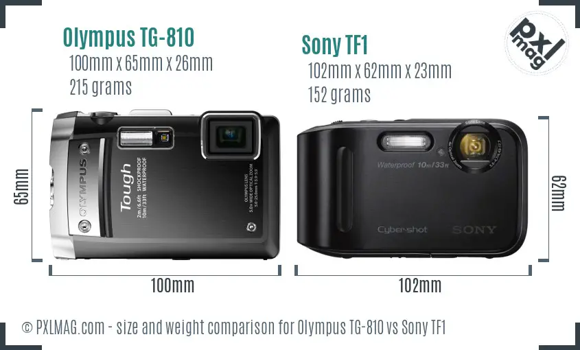 Olympus TG-810 vs Sony TF1 size comparison