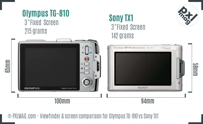 Olympus TG-810 vs Sony TX1 Screen and Viewfinder comparison