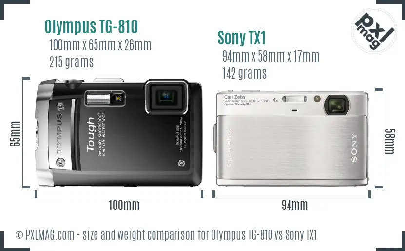 Olympus TG-810 vs Sony TX1 size comparison