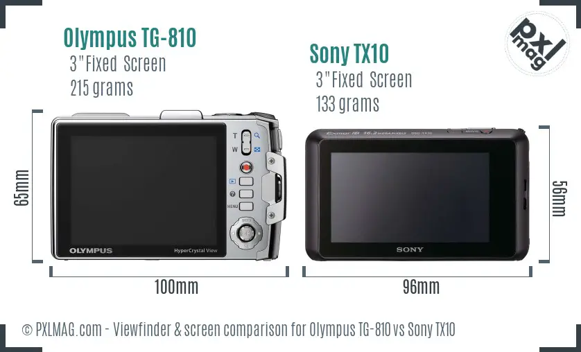 Olympus TG-810 vs Sony TX10 Screen and Viewfinder comparison