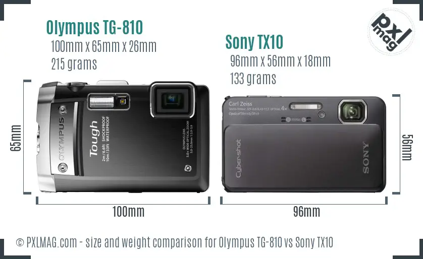 Olympus TG-810 vs Sony TX10 size comparison