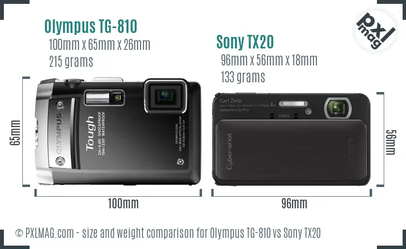 Olympus TG-810 vs Sony TX20 size comparison
