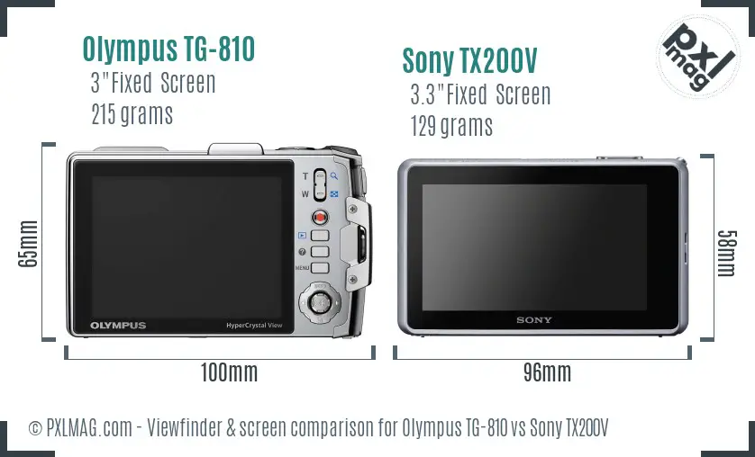 Olympus TG-810 vs Sony TX200V Screen and Viewfinder comparison