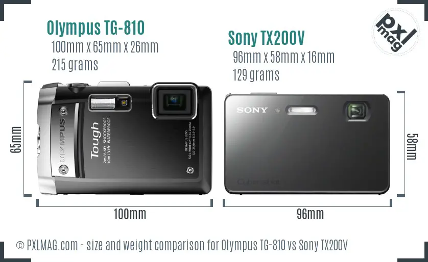 Olympus TG-810 vs Sony TX200V size comparison