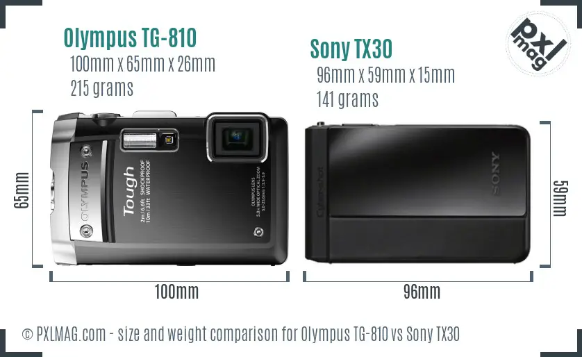 Olympus TG-810 vs Sony TX30 size comparison