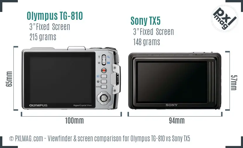 Olympus TG-810 vs Sony TX5 Screen and Viewfinder comparison
