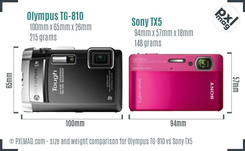 Olympus TG-810 vs Sony TX5 size comparison