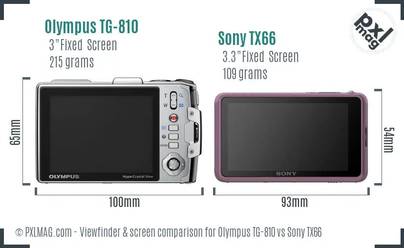 Olympus TG-810 vs Sony TX66 Screen and Viewfinder comparison