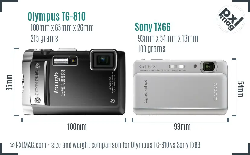 Olympus TG-810 vs Sony TX66 size comparison