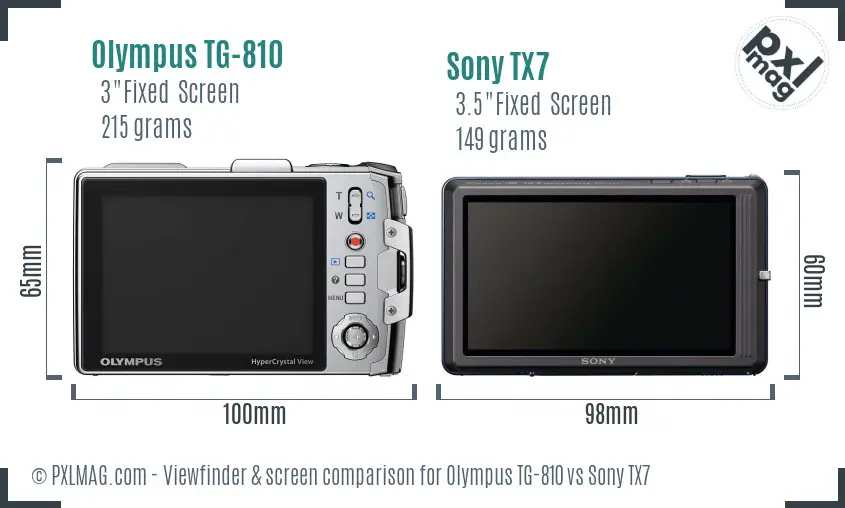 Olympus TG-810 vs Sony TX7 Screen and Viewfinder comparison