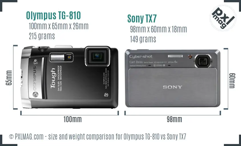 Olympus TG-810 vs Sony TX7 size comparison