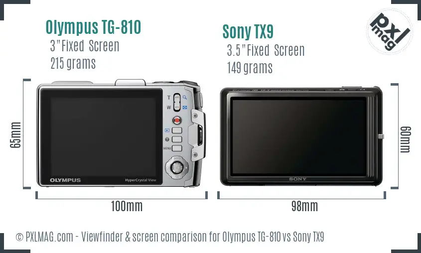 Olympus TG-810 vs Sony TX9 Screen and Viewfinder comparison