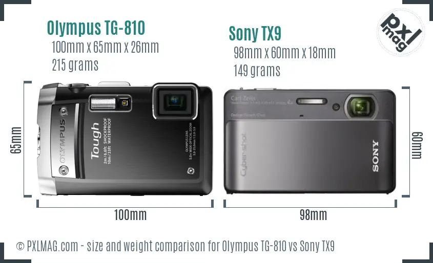 Olympus TG-810 vs Sony TX9 size comparison