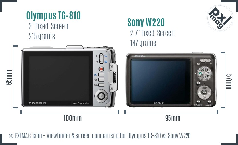 Olympus TG-810 vs Sony W220 Screen and Viewfinder comparison