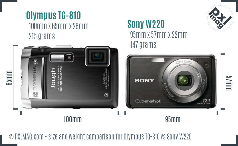 Olympus TG-810 vs Sony W220 size comparison