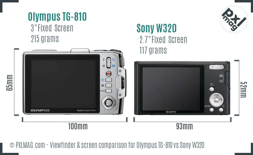 Olympus TG-810 vs Sony W320 Screen and Viewfinder comparison