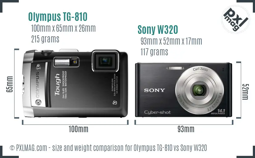Olympus TG-810 vs Sony W320 size comparison